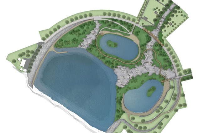 Maungarei Springs plan. The design "has fun with the link to broader quarry landscape", said the judges.