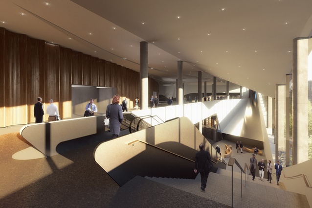 Render of the interior of Christchurch Convention Centre.