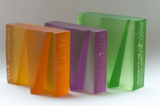 Awards sculptures by architect and cast-glass artist Ainsley O'Connell.