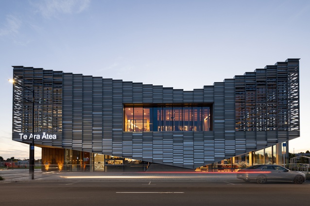 Te Ara Atea - Rolleston Town Centre and Library by Warren and Mahoney, shortlisted in the WAF Completed Buildings: Civic and community category.