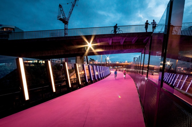 Winner of the Transport – Completed Buildings category: LightPath in Auckland, by Monk Mackenzie with GHD, Novare Design and LandLAB in association.  