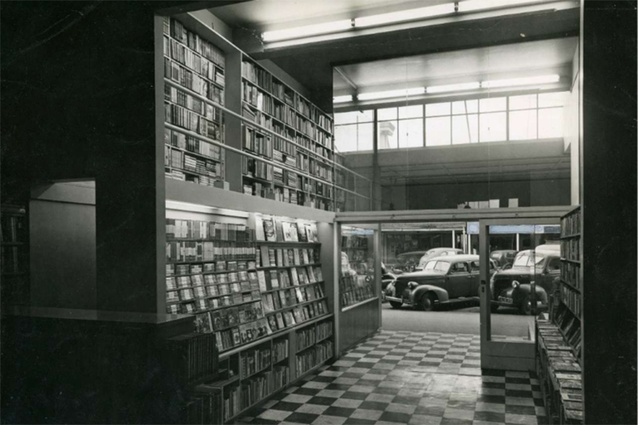 Entranceway to Paul's Book Arcade, Hamilton, 1951.