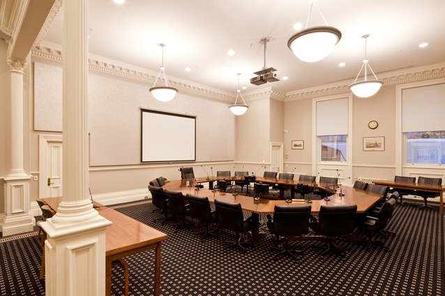 Council hearing room. 