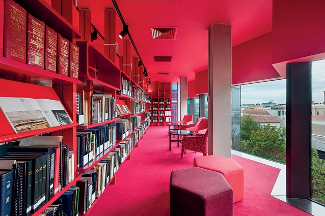 The GLHC Reading Room in a resplendent – not angry – red.