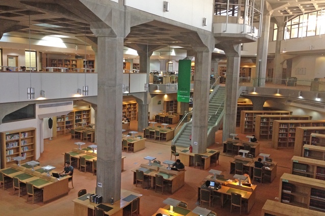The main reading room at the National Library of Iran, Tehran. Designed by Pirraz Consulting Architects Engineers and Planners and completed in 1997.