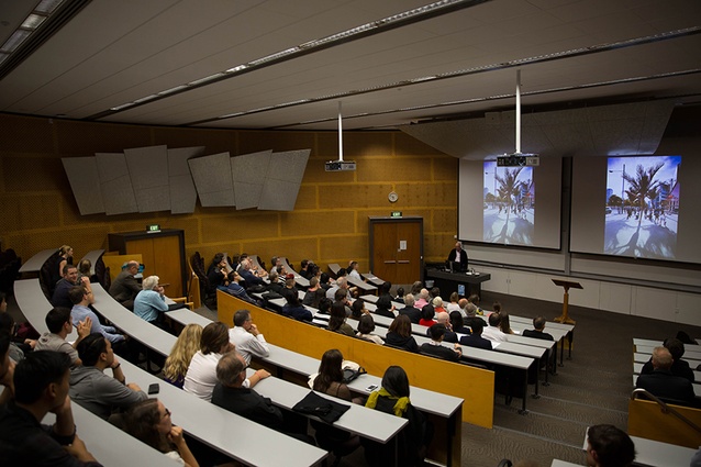 Before the awards ceremony, 2014 NZIA Gold Medal recipient Patrick Clifford presented a lecture on the topic of visionary architecture in Auckland.