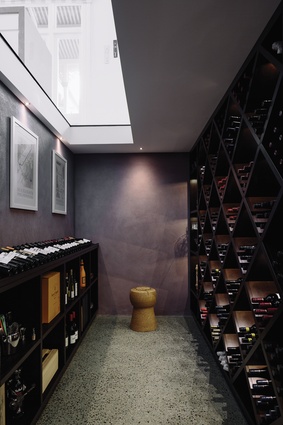 The wine cellar, which can be seen through the viewing window on the floor of the the dining area. 