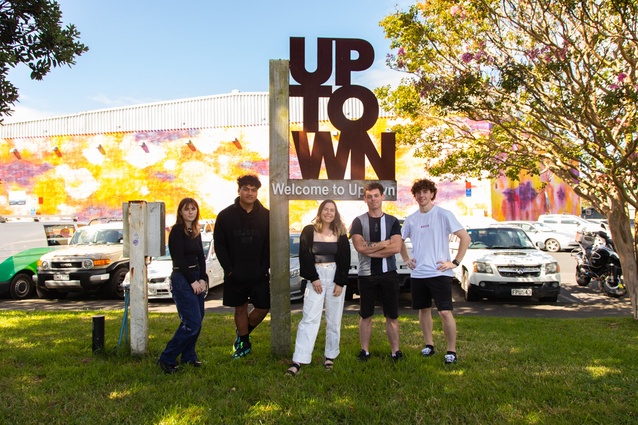 Students from left to right: Ashley Kroon (AUT), Filipe Kailahi (AUT), Brittany Familton (Unitec), Joshua Latham (Unitec), Adam Davies (AUT).
