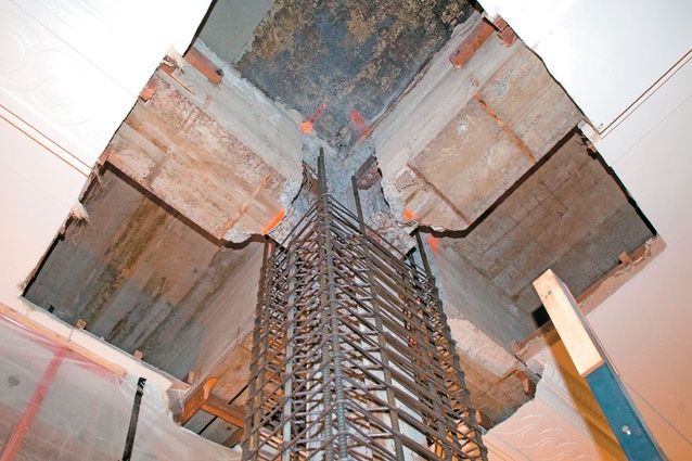 New, self-compacting concrete lends additional strength to the columns.