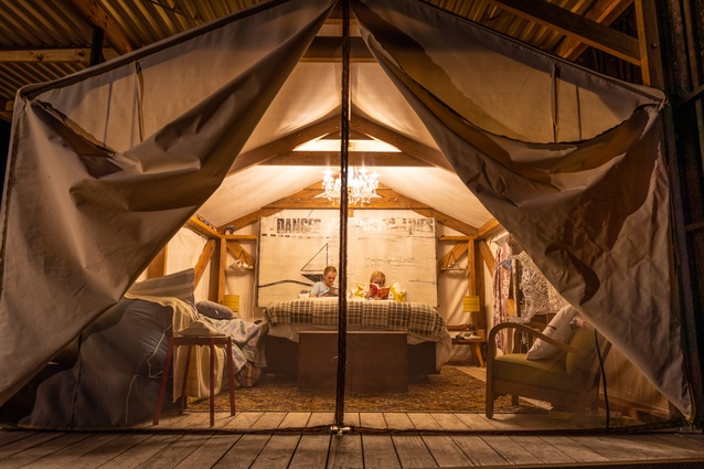 Beyond the open plan living space, there is the ultimate in glamping opulence. A luxuriously appointed tent with all the creature comforts to hand.