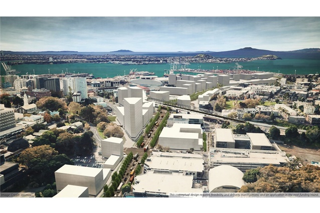 Concept design – aerial view of regenerated lower Grafton Boulevard.
