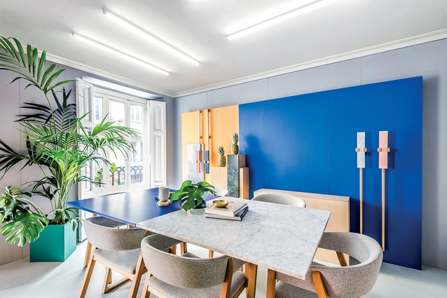 Masquespacio’s recently renovated studio in Valencia, Spain, showcases the duo’s colourful, contemporary and trend-focused style. 
