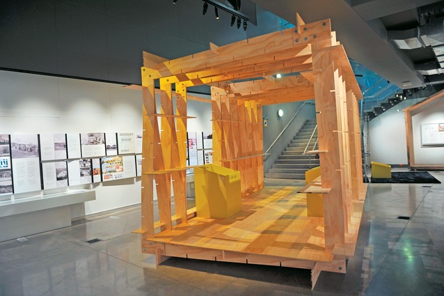 Architect Chris Moller’s Click-raft system is featured in the exhibition.