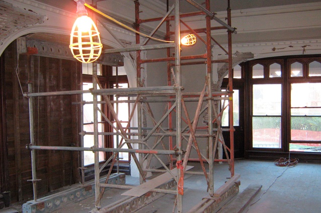 Board room during construction.