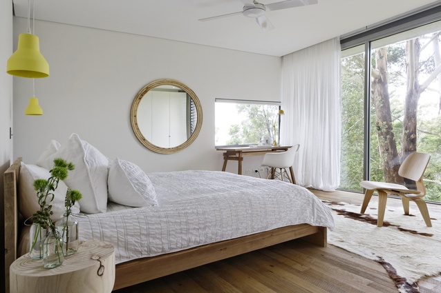 The master bedroom in the New South Wales holiday home. 