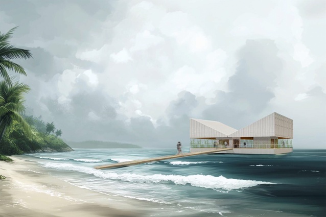 The 2025 Dulux Colour Awards New Zealand Student Winner: Pātaka Kōrero Fale O Tala A Storehouse Of Narratives In Samoa by Lalitpat Chomchoei of the University of Auckland.