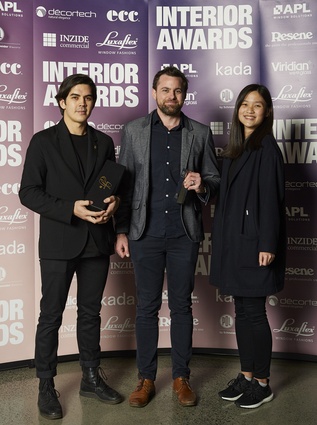 Nathan Varga (Knight Associates), Mark Craven and Yigiu Hong (Monk McKenzie); winner, Hospitality Award.