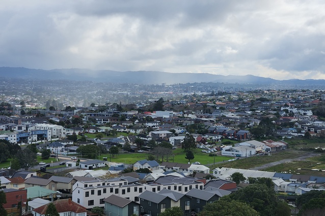 Auckland intensifies: view from Puketāpa (Mount Roskill) looking west.