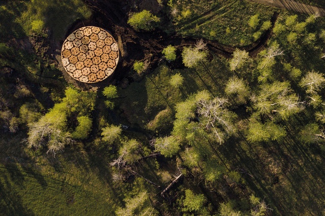 Xylem, Montana, a pavilion of singular effect, using timber preciously. 