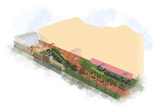 John worked with high school and tertiary students to design a community regeneration zone with a pavilion and garden beds.