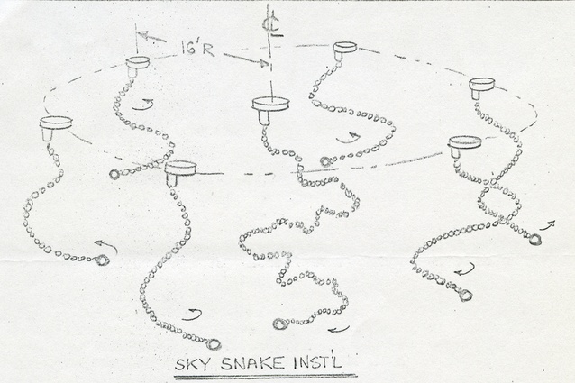 Lye’s concept drawing for <em>Sky Snakes</em>.