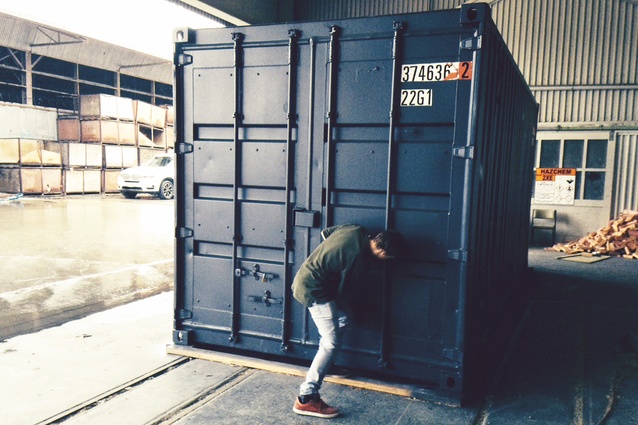Matt Wilson shuts the container for the last time prior to its journey to Niue.