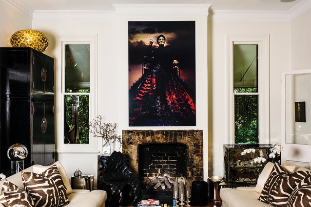In the lounge room, a photograph by Lisa Reihana hangs above the fireplace.