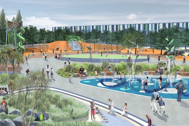 The Margaret Mahy Family Playground will draw on themes relating to the natural systems of the Canterbury Plains ans the Port Hills.