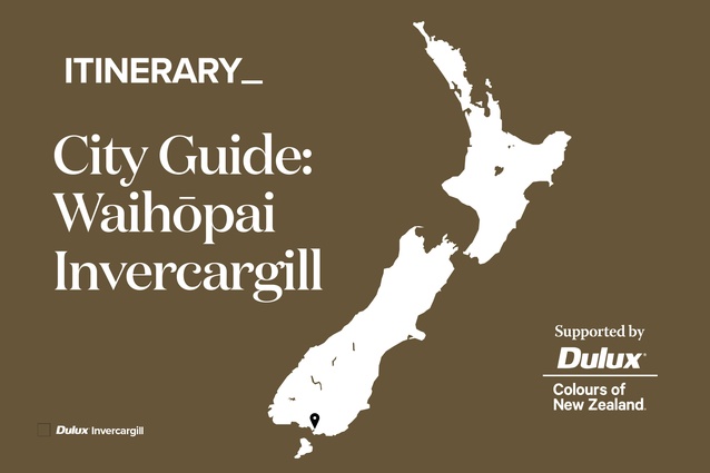 <em>Itinerary City Guide: Waihōpai Invercargill</em>. Featured is <a 
href="https://www.dulux.co.nz/colour/yellows/invercargill/"><u>Dulux Invercargill</u></a>, Dulux Colours of New Zealand.