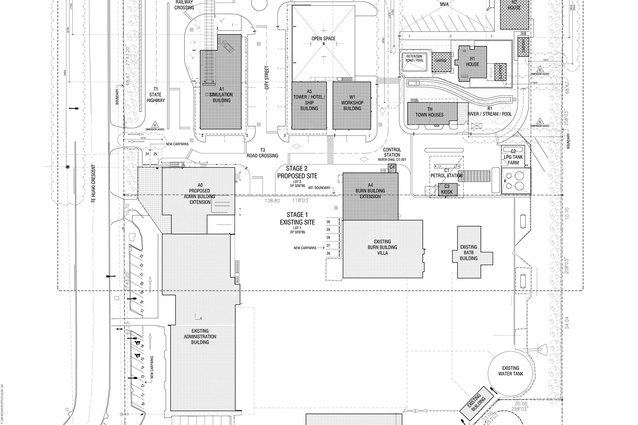 The architects' site plan for the NZFS National Training Centre.