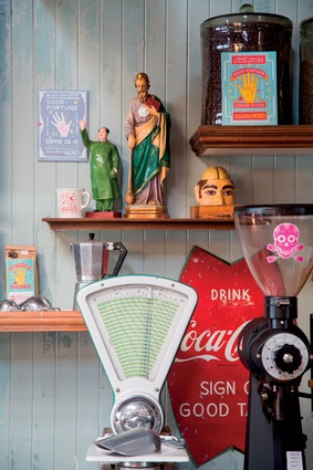 Pinball machines, signage, bottles, retro weighing machines and more – Seashore Cabaret showcases some of co-owner Matthew Wilson’s eclectic collection 
of memorabilia. 