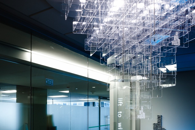 The entrance area’s perspex ‘chandelier’ provides an eye-catching point of difference.