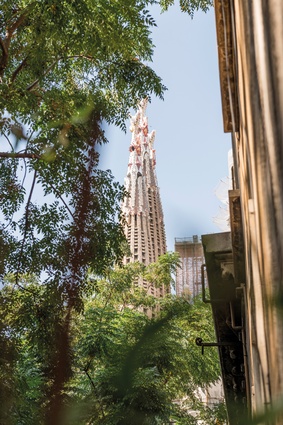 Sagrada Familia can be seen from the passageway down which this apartment is located.