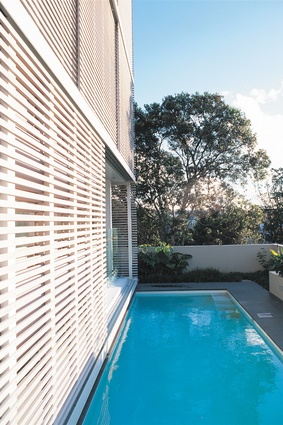 The pool of the level 2 garden apartment at Alberon, the Parnell apartment block designed by Herbst Architects. 