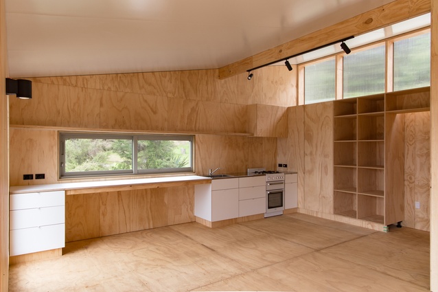 Kitchen area of the Motu Kaikoura Community Trust kitchen/dining/living facility.