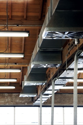 Ducting, lighting and the running of services throughout the building was left purposefully exposed.