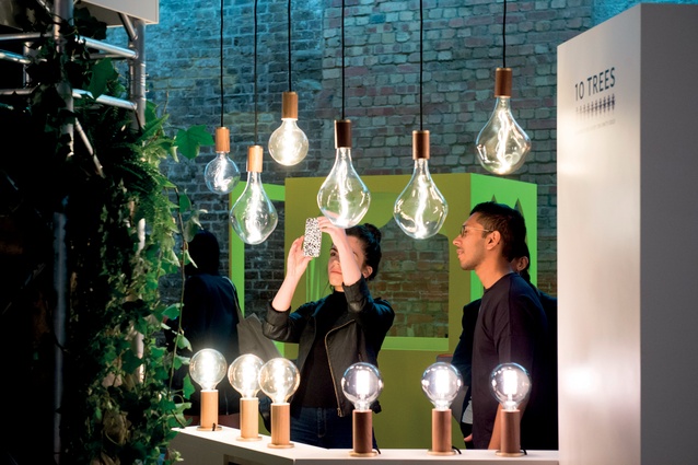 Design Junction: British lighting company Tala launches its newest range of sustainable LED filament bulbs in an 8m-high installation.