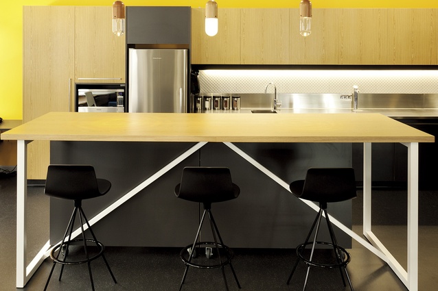 The staff café is distinguished by a yellow ‘pop’ of colour.