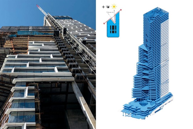 Image showing extent of upcycled core and increased floor area under construction. 