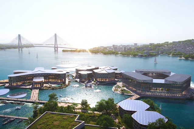 OCEANIX Busan, Korea claims to be the first prototype of a sustainable and climate-resilient floating city.