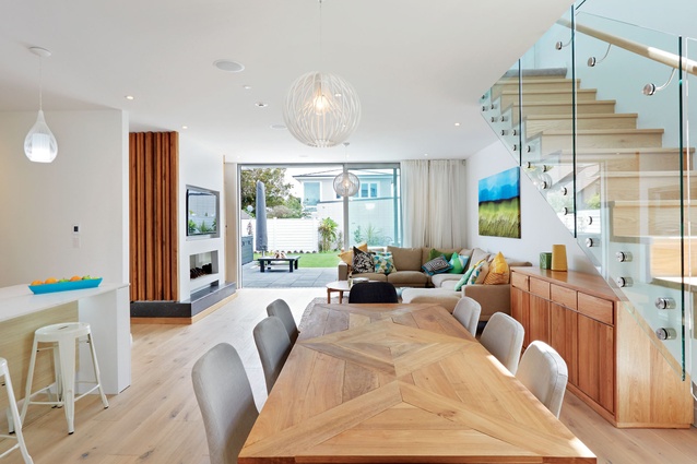 The modern interior is bright and light filled. 