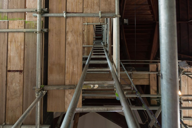 Significant scaffolding was required to access the highest internal areas of the church. 