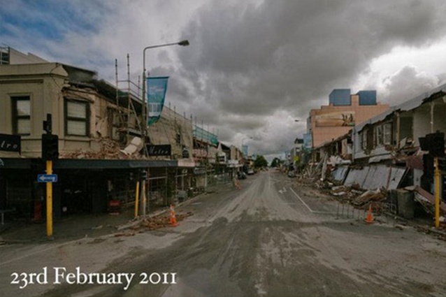 Colombo Street, Christchurch, the day after the magnitude 6.3 earthquake of 22 February.