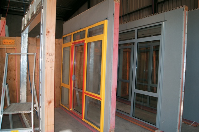 A completed panel with window protection attached.