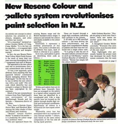 Graham Boucher and Ann Salmond study the revolutionary new Resene colour charts back in 1985.