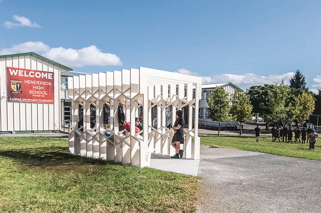 Louie Tong’s <em>Multifunction Pavilion</em>, 2015, at Henderson High School.