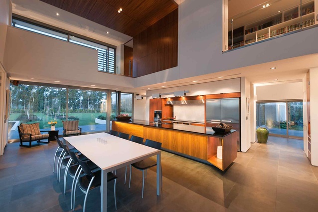 The double height kitchen in this house designed by Sheppard & Rout Architects. 