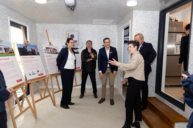 Nicola Tagiston, Head of Sustainability at Fletcher Living, conducting a show-through of one of the LowCO homes.