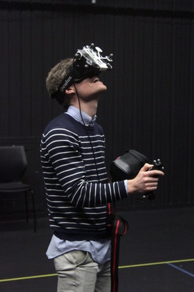 Exploring digital environments through untethered, virtual reality at the AUT Colab.