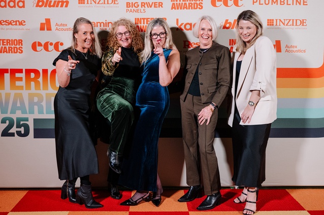Kim Moynagh, Heidi Misseldine, Nicola Mason, Kathie Valentine and Ashley Woolf of Laminex, Interior Award sponsors.